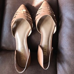 Tan leather flats